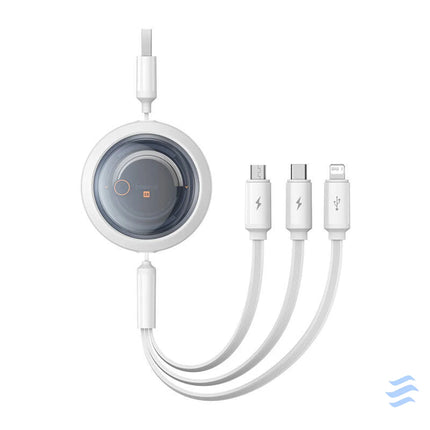Fast Charging Cable 3in1 Baseus Free2Draw USB to micro USB + USB C + Lightning 3.5A 1.1m (white) Combo Cables
