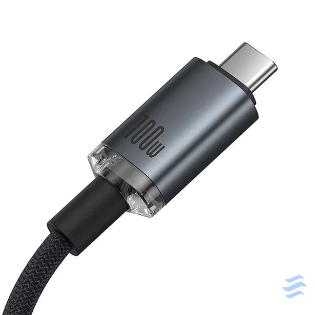 Fast Charging Cable Baseus Crystal Shine USB C to USB C 100W 1,5m 20Gb (black) USB C to USB C