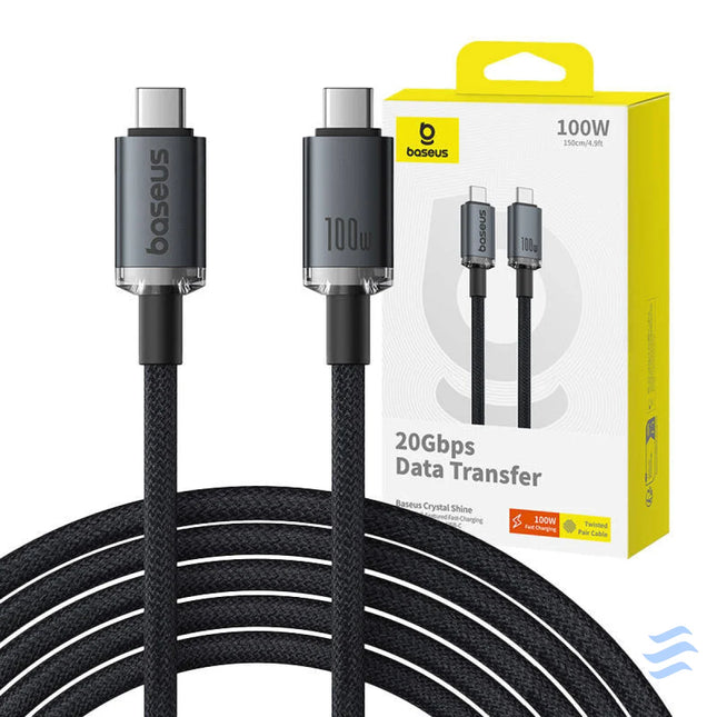 Fast Charging Cable Baseus Crystal Shine USB C to USB C 100W 1,5m 20Gb (black) USB C to USB C