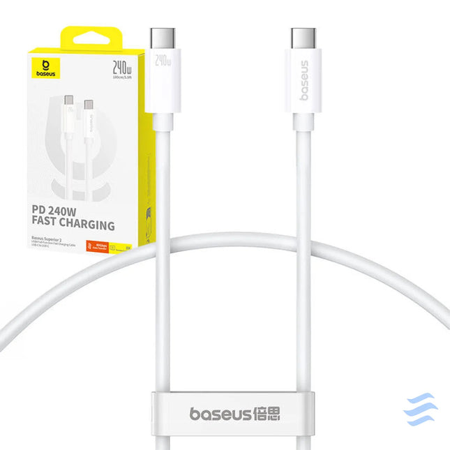 fast Charging Cable Baseus Superior 2 USB C to USB C 240W 1,8m (white) USB C to USB C