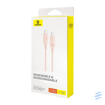Fast Charging cable Baseus USB C to USB C Habitat Series 2m 100W (pink) USB C to USB C