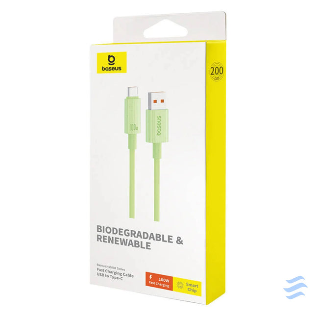 Fast Charging cable Baseus USB to USB C Habitat Series 2m 100W (green) USB to USB C