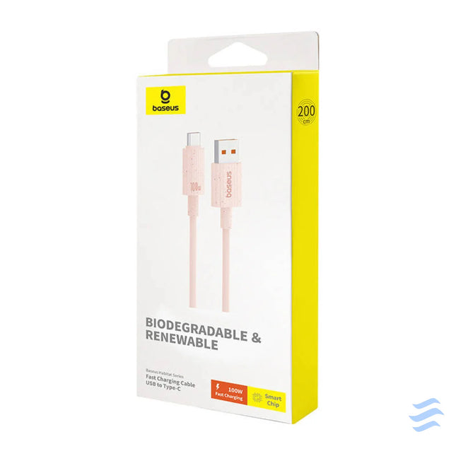 Fast Charging cable Baseus USB to USB C Habitat Series 2m 100W (pink) USB to USB C