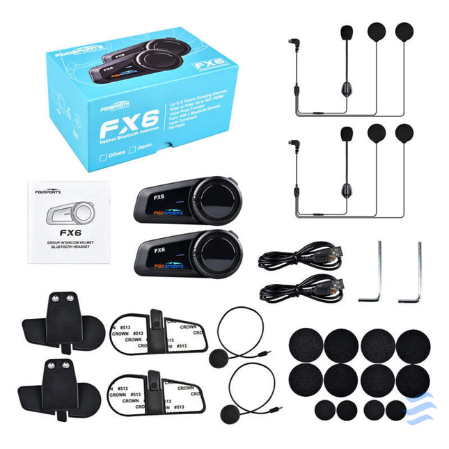Fodsports FX6 motorcycle intercom two pack (black) Intercoms