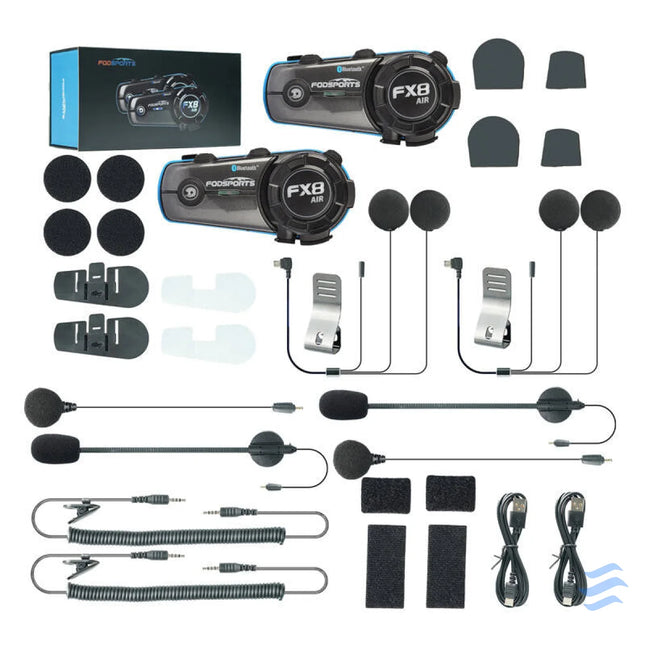 Fodsports FX8 Air motorcycle intercom two pack (black) Intercoms