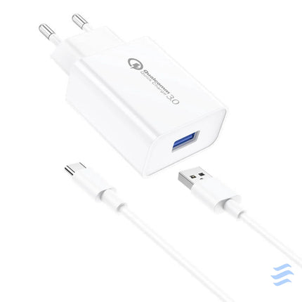 Foneng EU13 18W Wall Charger + USB to USB C Cable 3A (White) mains chargers