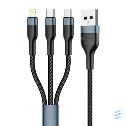 Foneng X51 3in1 USB to USB C / Micro USB / Lightning Cable 3A 1,2m (Black) Combo Cables