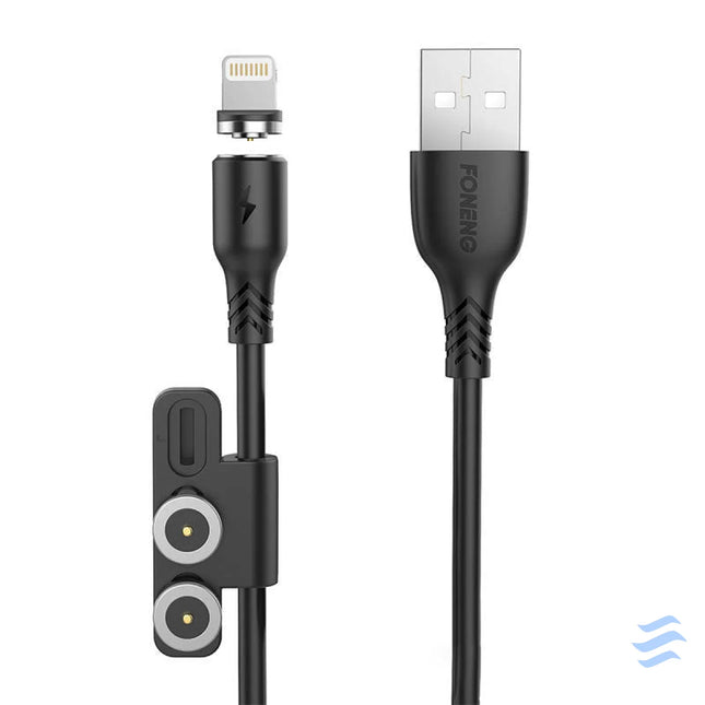 Foneng X62 Magnetic 3in1 USB to USB C / Lightning / Micro USB Cable 2.4A 1m (Black) Combo Cables