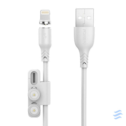 Foneng X62 Magnetic 3in1 USB to USB C / Lightning / Micro USB Cable 2.4A 1m (White) Combo Cables