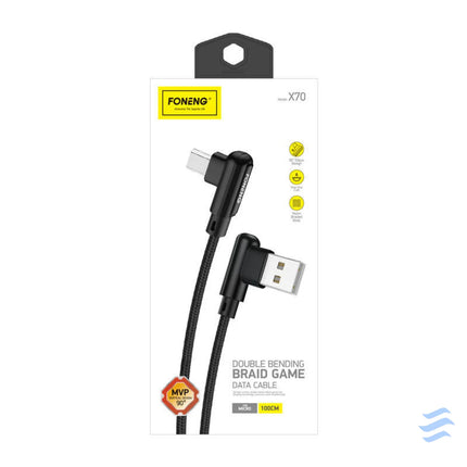 Foneng X70 Angled USB to Micro USB Cable 3A 1m (Black) USB to Micro USB