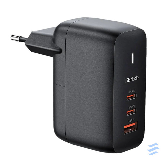 GaN 65W charger Mcdodo CH 0291 2x USB C USB A (black) mains chargers
