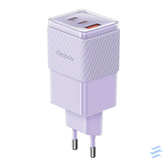 GaN 67W mains charger Mcdodo CH 1502 2x USB C USB A (purple) mains chargers