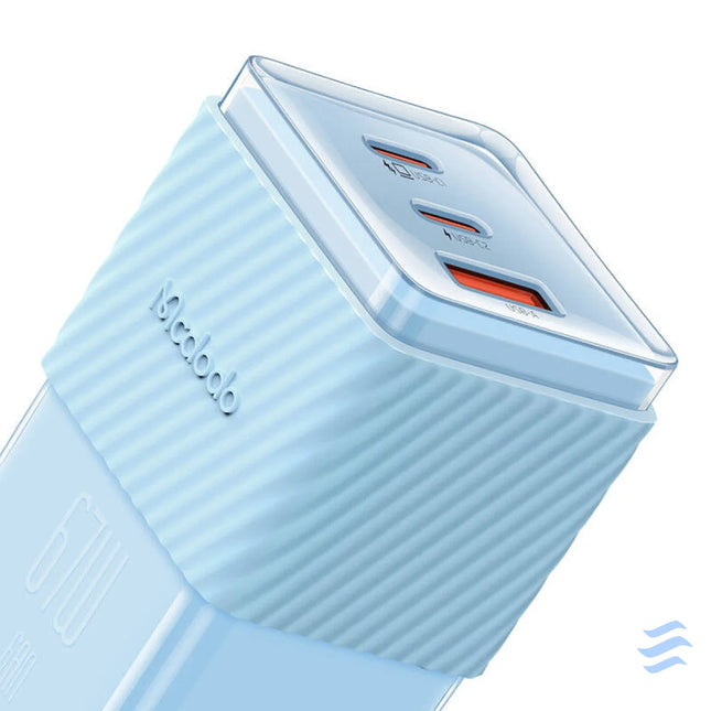 GaN 67W mains charger Mcdodo CH 1503 2x USB C USB A (blue) mains chargers