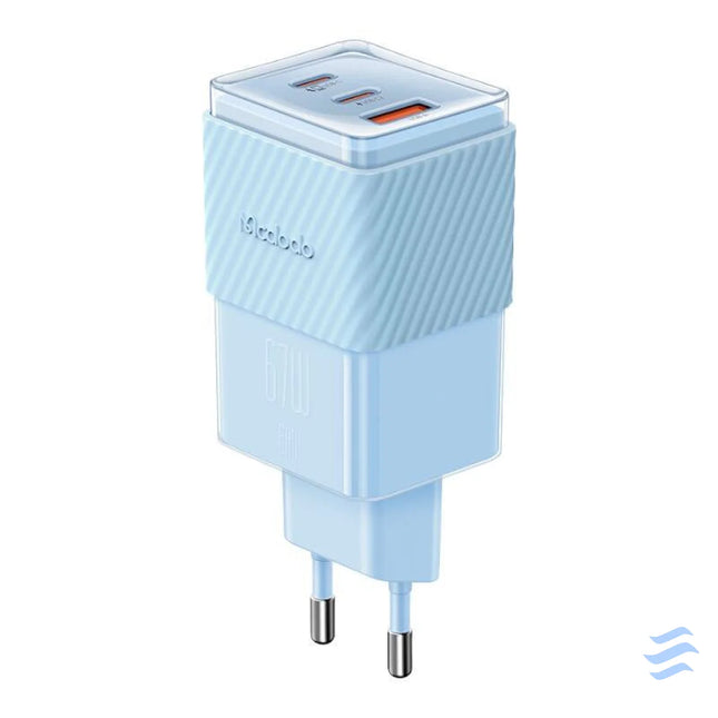 GaN 67W mains charger Mcdodo CH 1503 2x USB C USB A (blue) mains chargers