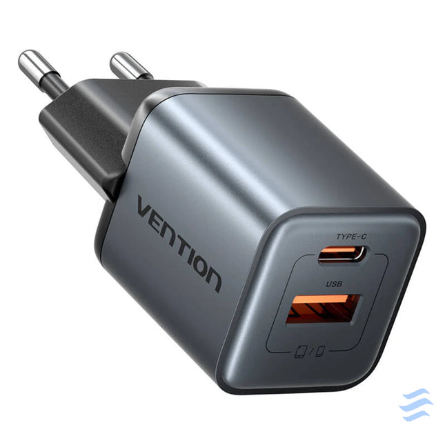 GaN Vention USB C + USB A 30W Charger (Gray) mains chargers