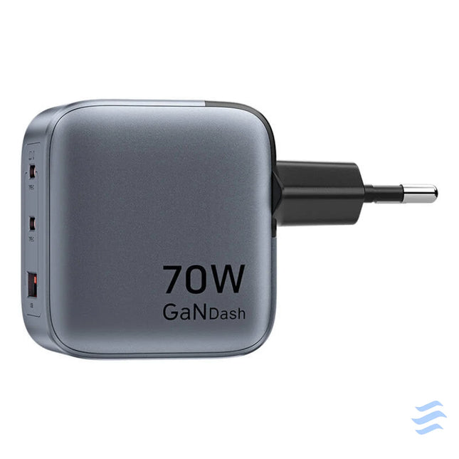 GaN Vention USB C + C + A 70W Charger (Gray) mains chargers
