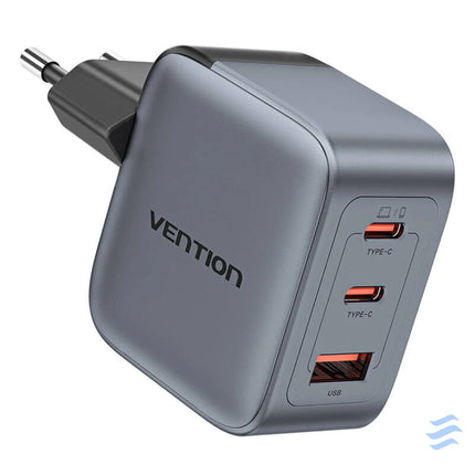 GaN Vention USB C + C + A 70W Charger (Gray) mains chargers