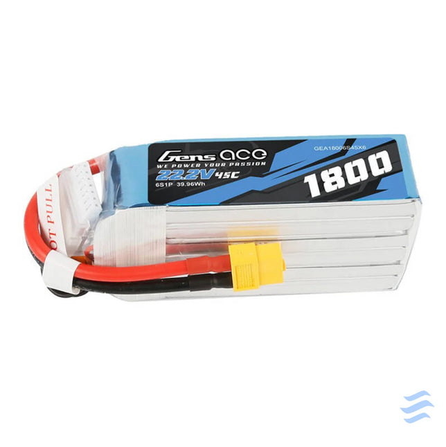 Gens ace 1800mAh 22.2V 45C 6S1P Lipo Battery Pack Lithium and NiMH