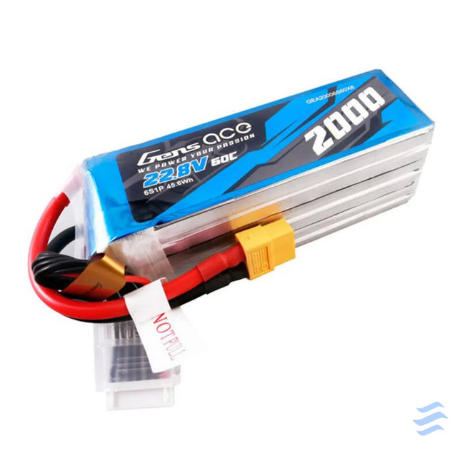 Gens ace 2000mAh 22.8V 60C 6S1P High Voltage Lipo Battery Pack with XT60 Plug Lithium and NiMH