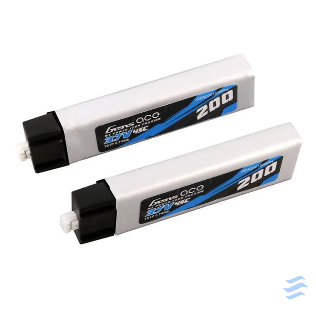 Gens ace 200mAh 3.7V 45C 1S1P Lipo Battery (2pcs) Lithium and NiMH