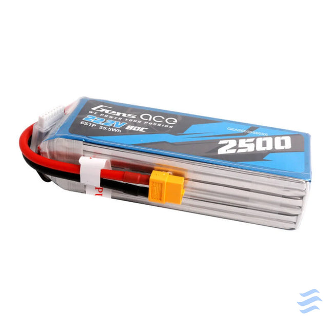 Gens ace 2500mAh 22.2V 80C 6S1P Lipo Battery Pack with XT60 plug Lithium and NiMH