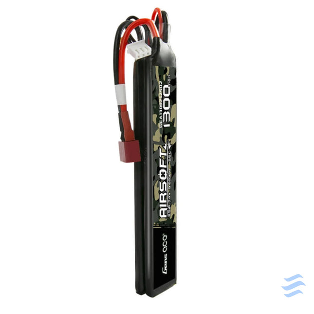 Gens ace 25C 1300mAh 2S1P 7.4V Saddle Airsoft Gun Lipo Battery with T Plug Lithium and NiMH