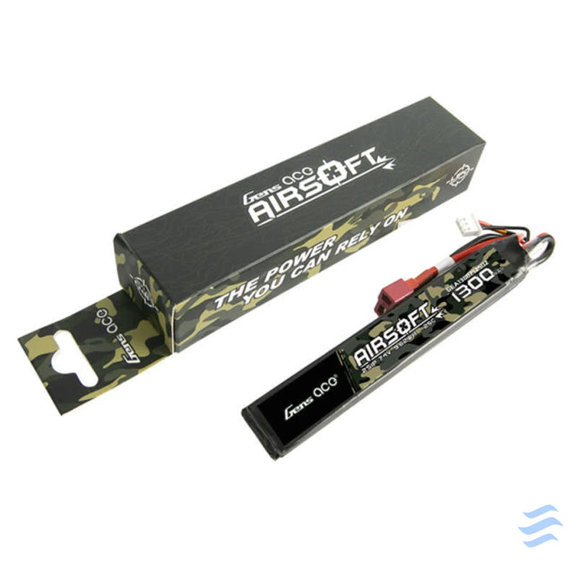 Gens ace 25C 1300mAh 2S1P 7.4V Saddle Airsoft Gun Lipo Battery with T Plug Lithium and NiMH