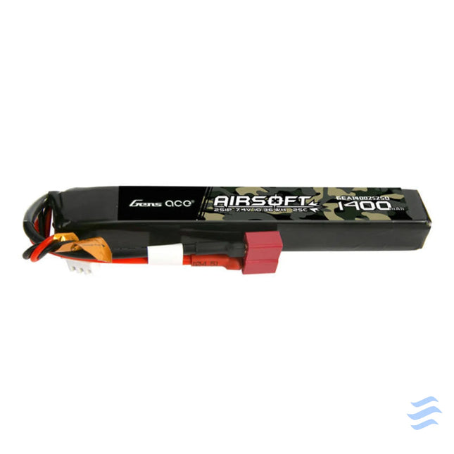 Gens ace 25C 1400mAh 2S1P 7.4V Airsoft Gun Lipo Battery with T Plug Lithium and NiMH