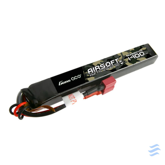 Gens ace 25C 1400mAh 2S1P 7.4V Airsoft Gun Lipo Battery with T Plug Lithium and NiMH