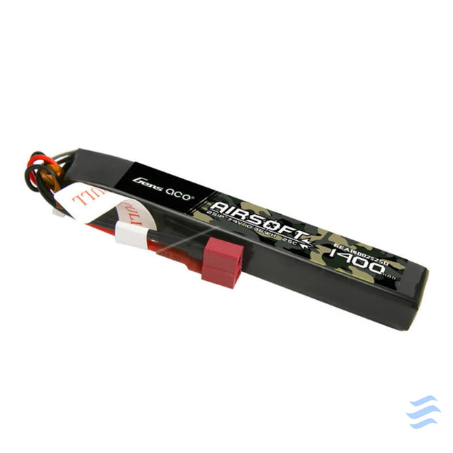 Gens ace 25C 1400mAh 2S1P 7.4V Airsoft Gun Lipo Battery with T Plug Lithium and NiMH