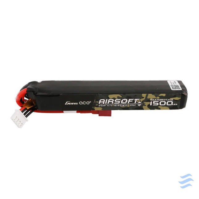 Gens ace 25C 1500mAh 3S1P 11.1V Airsoft Gun Lipo Battery with T Plug Lithium and NiMH