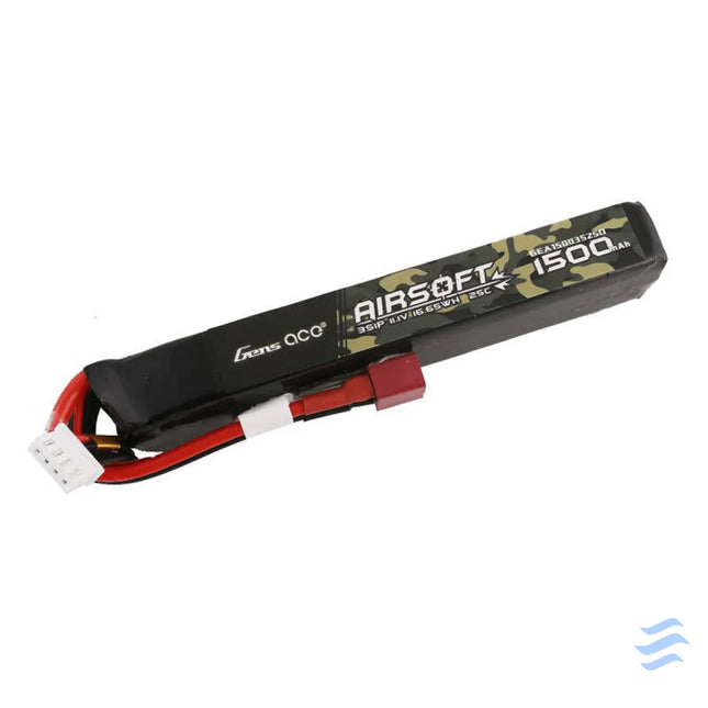 Gens ace 25C 1500mAh 3S1P 11.1V Airsoft Gun Lipo Battery with T Plug Lithium and NiMH