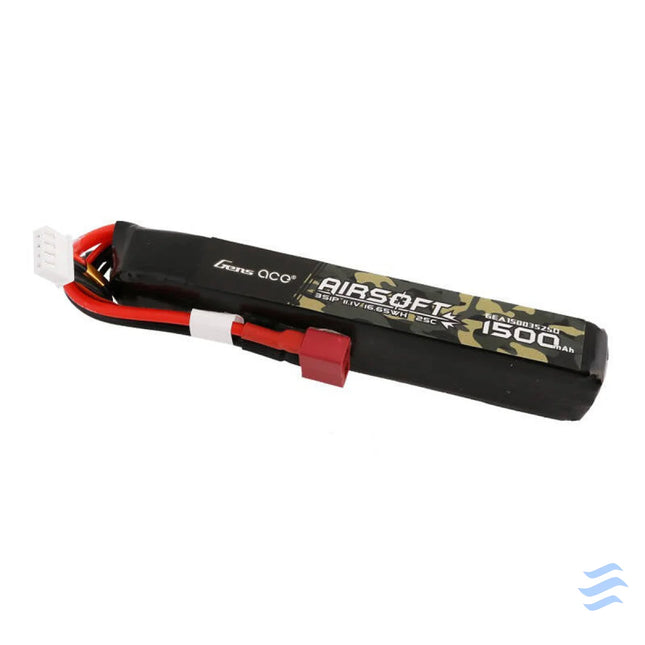 Gens ace 25C 1500mAh 3S1P 11.1V Airsoft Gun Lipo Battery with T Plug Lithium and NiMH