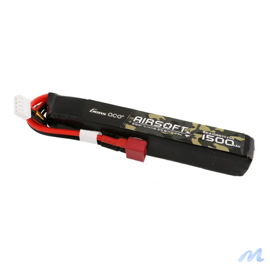 Gens ace 25C 1500mAh 3S1P 11.1V Airsoft Gun Lipo Battery with T Plug