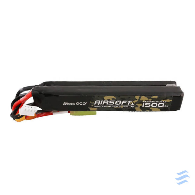 Gens ace 25C 1500mAh 3S1P 11.1V Nunchuck 2X Airsoft Gun Lipo Battery with mini Tamiya Plug Lithium and NiMH