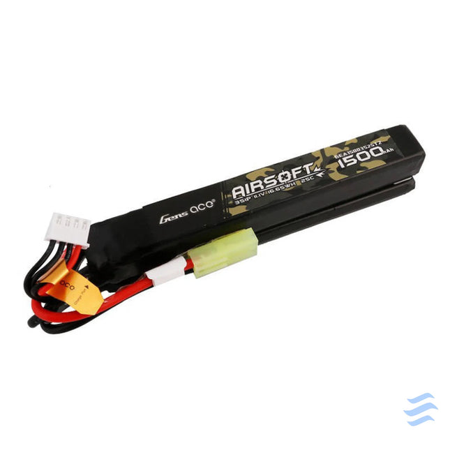 Gens ace 25C 1500mAh 3S1P 11.1V Nunchuck 2X Airsoft Gun Lipo Battery with mini Tamiya Plug Lithium and NiMH