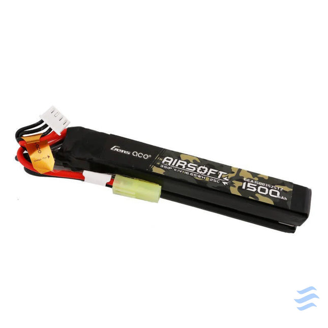 Gens ace 25C 1500mAh 3S1P 11.1V Nunchuck 2X Airsoft Gun Lipo Battery with mini Tamiya Plug Lithium and NiMH