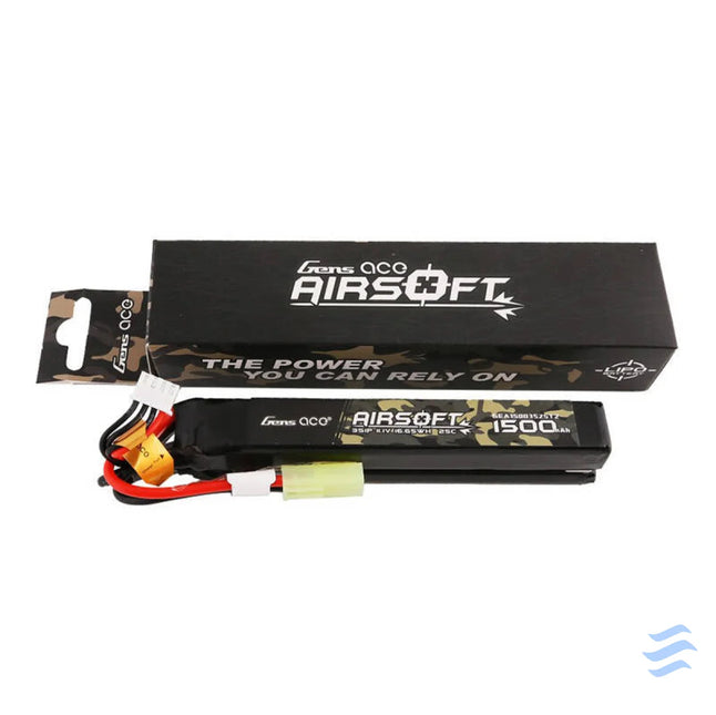 Gens ace 25C 1500mAh 3S1P 11.1V Nunchuck 2X Airsoft Gun Lipo Battery with mini Tamiya Plug Lithium and NiMH