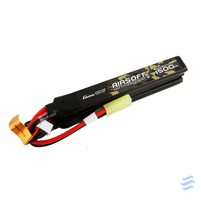Gens ace 25C 1500mAh 3S1P 11.1V Nunchuck 3X Airsoft Gun Lipo Battery with mini Tamiya Plug Lithium and NiMH