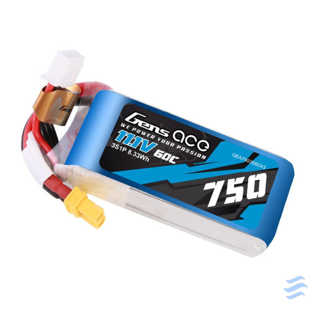Gens Ace 750mAH 11.1V 60C 3S1P Lipo battery with XT30 connector Lithium and NiMH