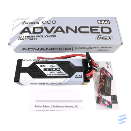 Gens ace Advanced G Tech 5300mAh 11.4V 3S1P 100C HV car Lipo Battery Pack Hardcase with Deans Plug Lithium and NiMH