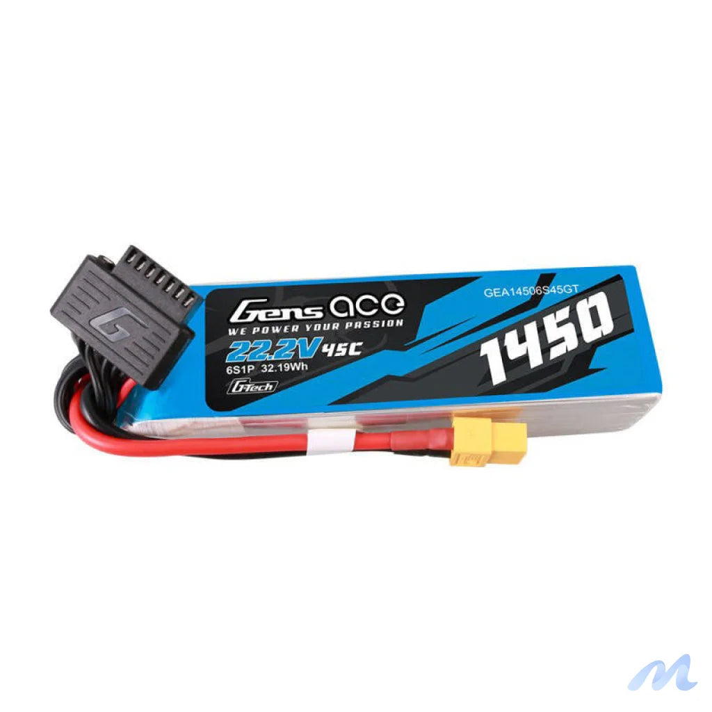 Gens Ace G-Tech 1450mAh 22.2V 45C 6S1P Lipo Battery Pack with XT60 Plug