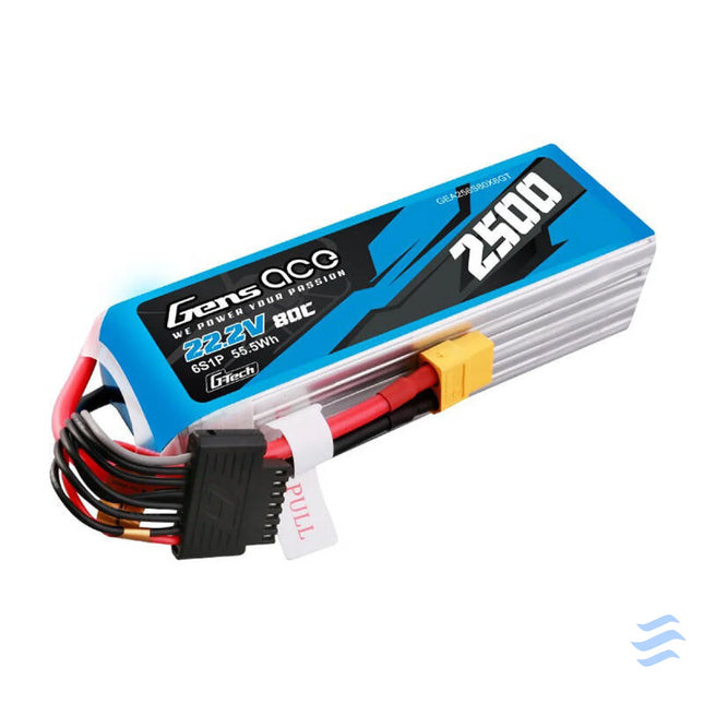 Gens ace G Tech 2500mAh 22.2V 80C 6S1P Lipo Battery Pack with XT60 plug Lithium and NiMH