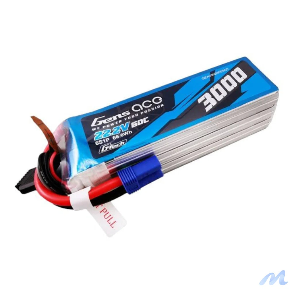 Gens ace G-Tech 3000mAh 22.2V 60C 6S1P Lipo Battery Pack with EC5 plug