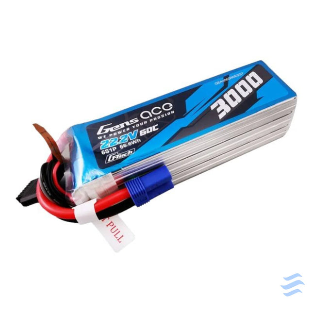 Gens ace G Tech 3000mAh 22.2V 60C 6S1P Lipo Battery Pack with EC5 plug Lithium and NiMH