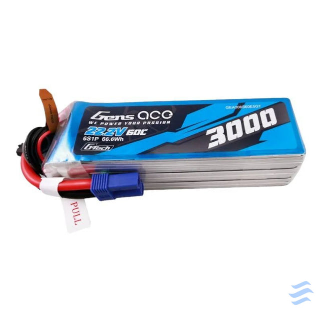 Gens ace G Tech 3000mAh 22.2V 60C 6S1P Lipo Battery Pack with EC5 plug Lithium and NiMH