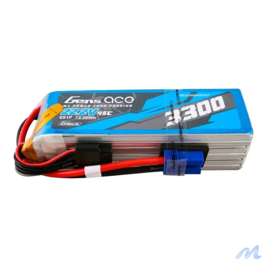 Gens ace G-Tech 3300mAh 22.2V 45C 6S1P Lipo Battery Pack with EC5 Plug