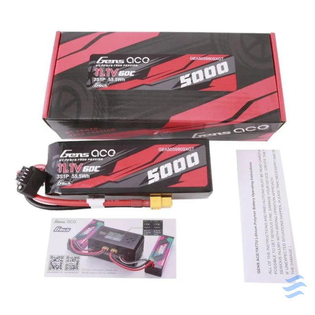 Gens ace G Tech 5000mAh 11.1V 60C 3S1P Short Size Lipo With XT60 Plug Lithium and NiMH