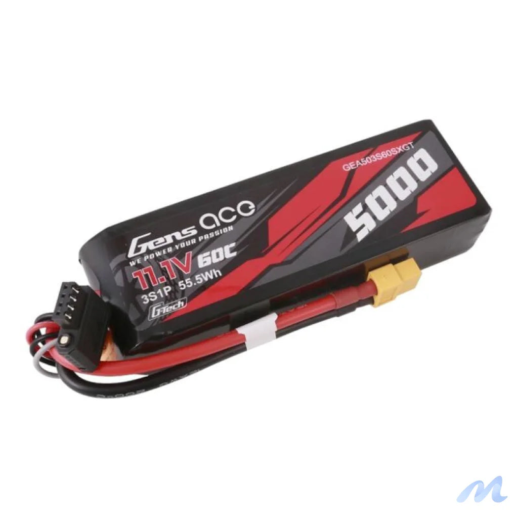 Gens ace G-Tech 5000mAh 11.1V 60C 3S1P Short-Size Lipo With XT60 Plug