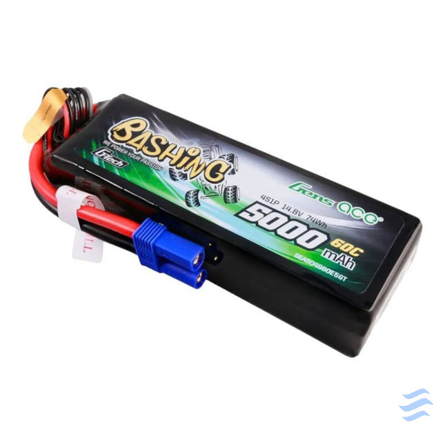 Gens ace G Tech 5000mAh 14.8V 4S1P 60C Lipo Battery Pack with EC5 Plug Bashing Series Lithium and NiMH